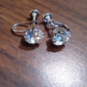 Vintage Signed WEISS Rhinestone Screw on EARRINGS